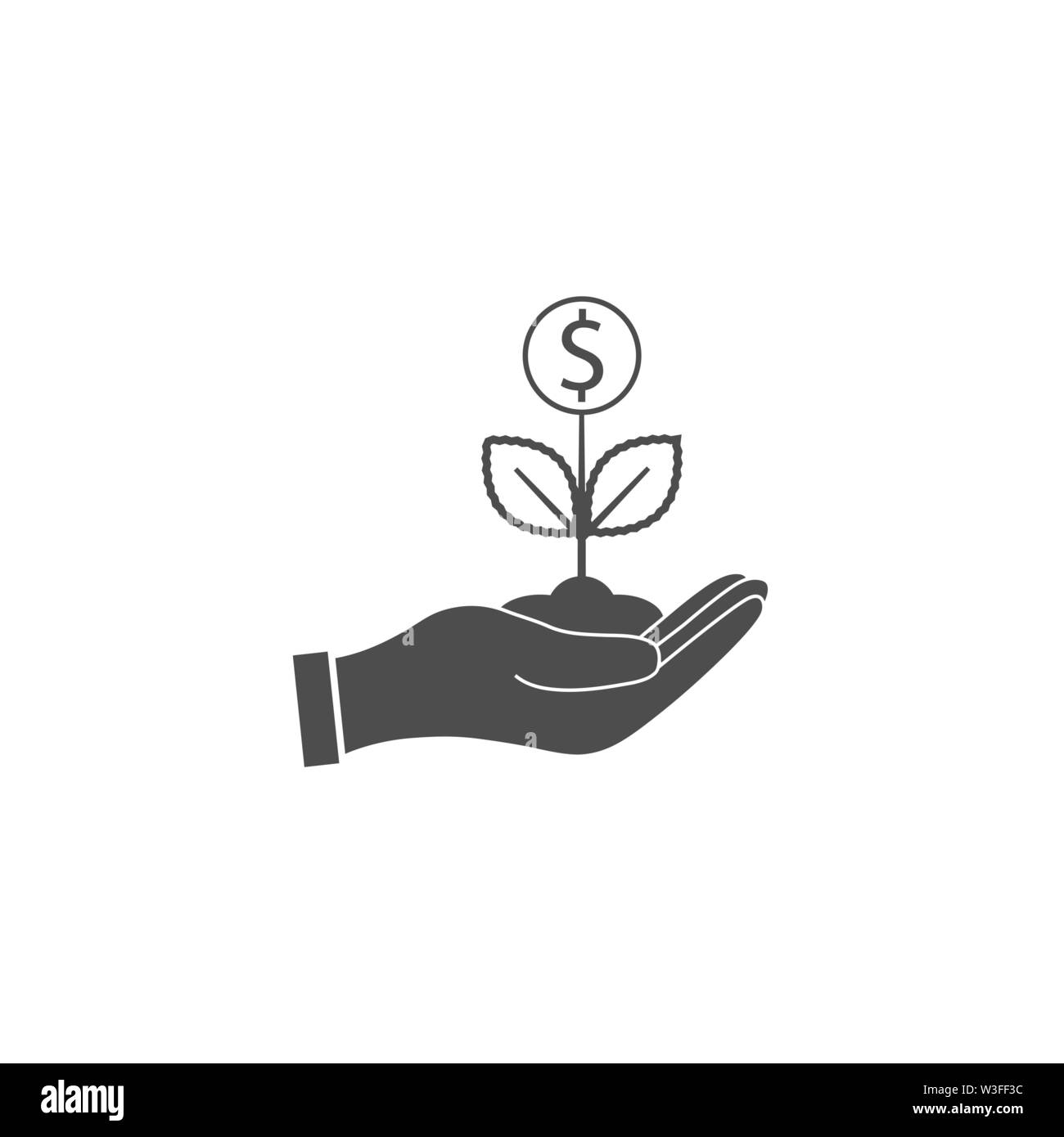 Pflanze, Hand dollar Symbol. Vector Illustration, flache Bauform. Stock Vektor