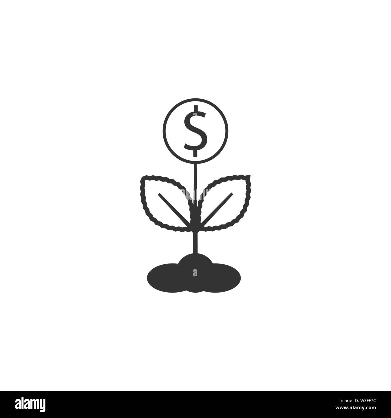 Pflanze, Dollar, Symbol. Vector Illustration, flache Bauform. Stock Vektor