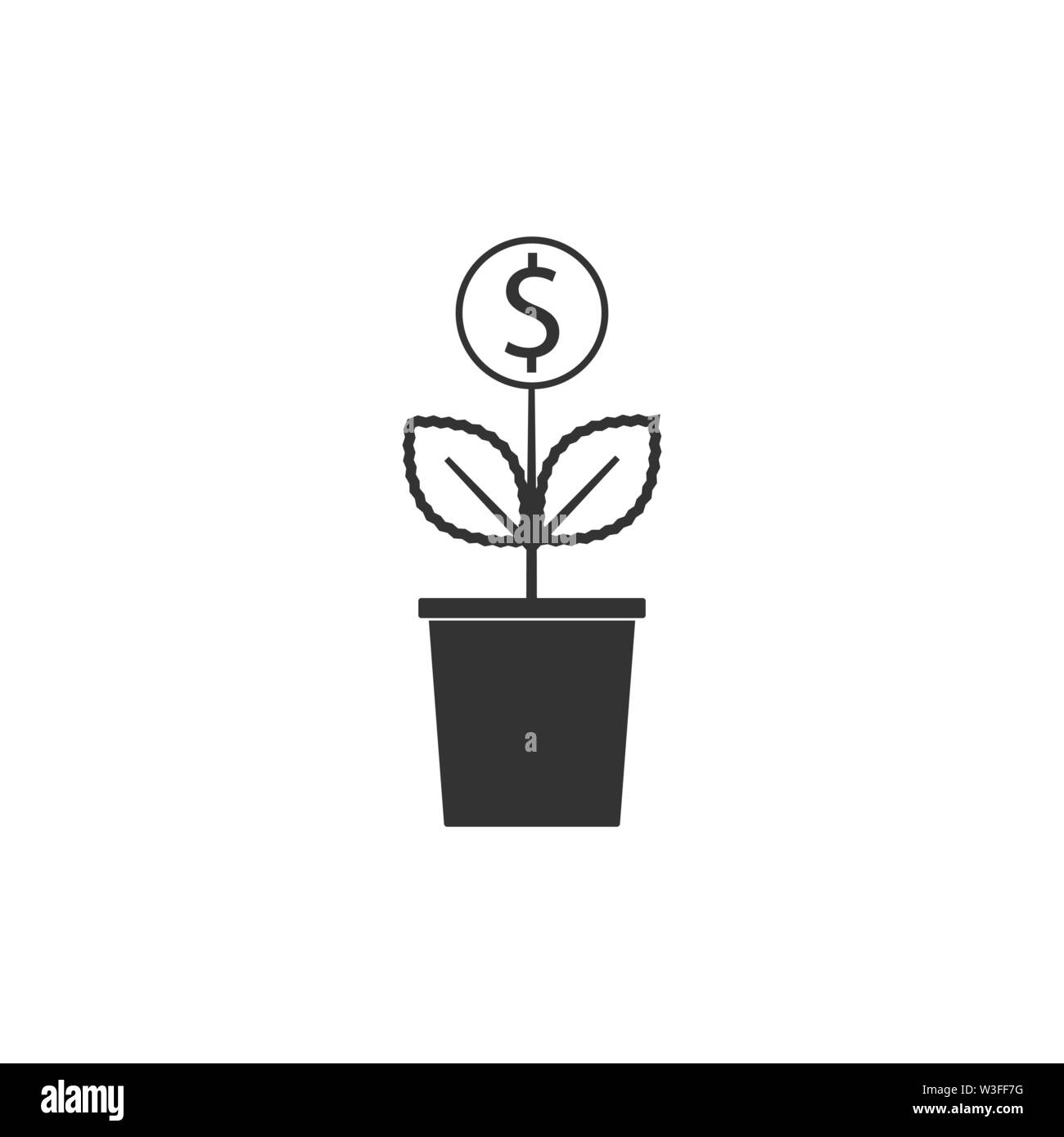 Pflanze, Dollar, Symbol. Vector Illustration, flache Bauform. Stock Vektor