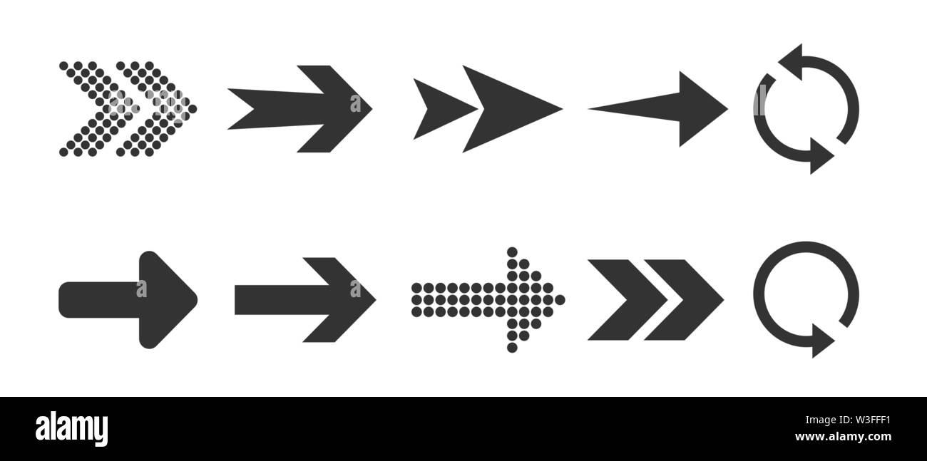 Symbol Pfeil einstellen. Vector Illustration, flache Bauform. Stock Vektor