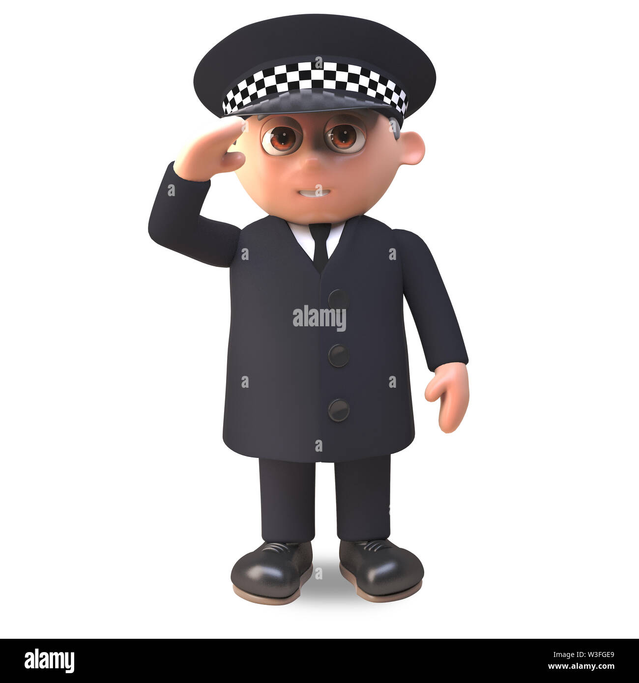 3d cartoon Polizisten im Dienst in Uniform Erlös zu grüßen, 3d-Grafik rendern Stockfoto