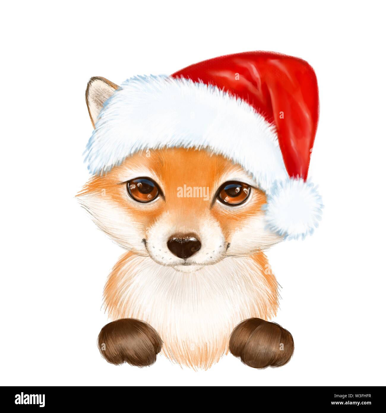 Cute cartoon Fuchs in Santa Hut Stockfoto