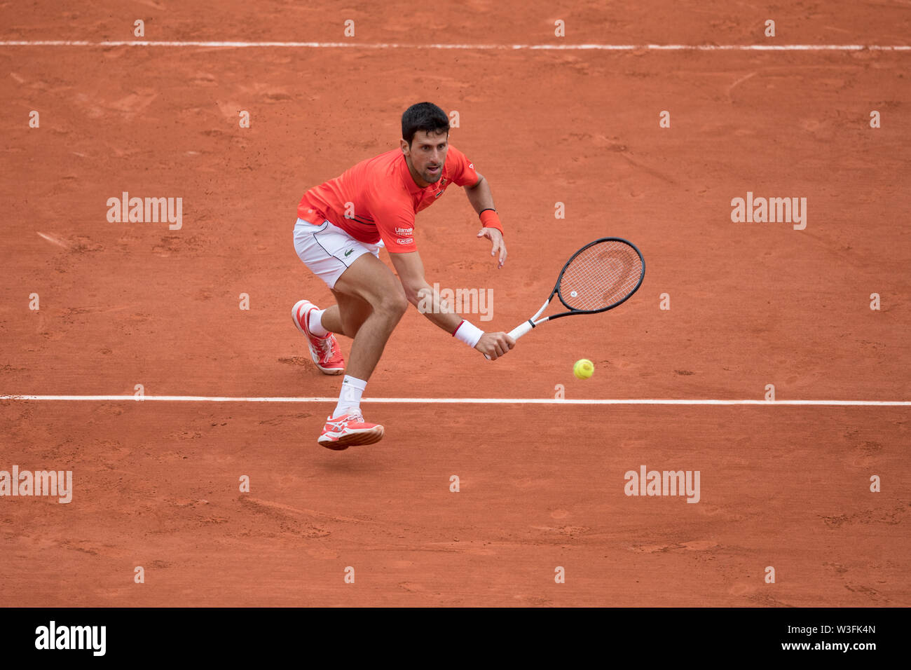 Novak Djokovic aus Serbien während 14 Tag der French Open am 3. Juni 2019 in Paris, Frankreich Stockfoto