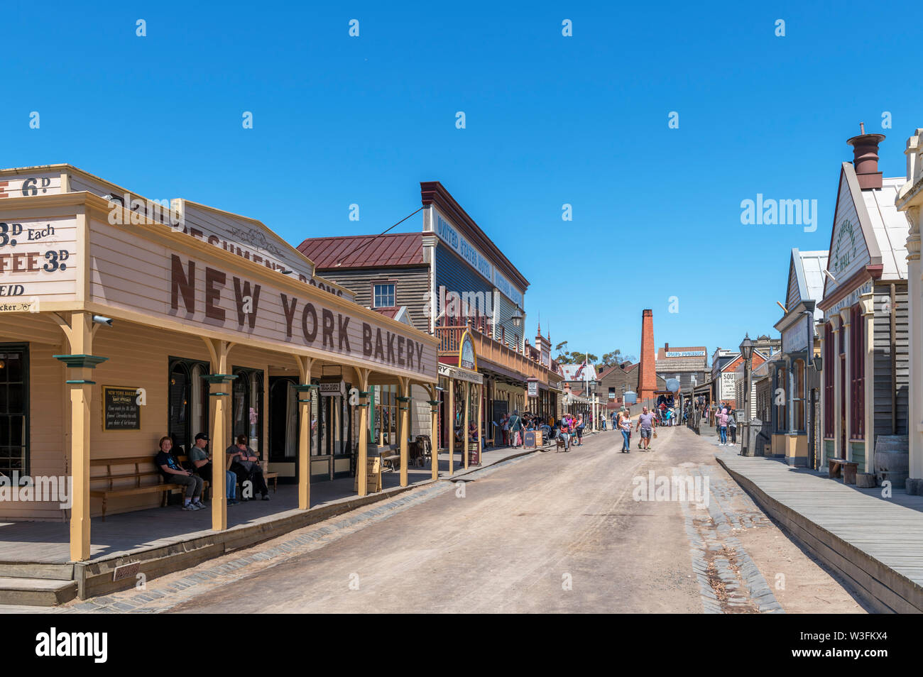 Hauptstraße in Sovereign Hill, eine Open Air Museum in der alten Goldgräberstadt von Ballarat, Victoria, Australien Stockfoto