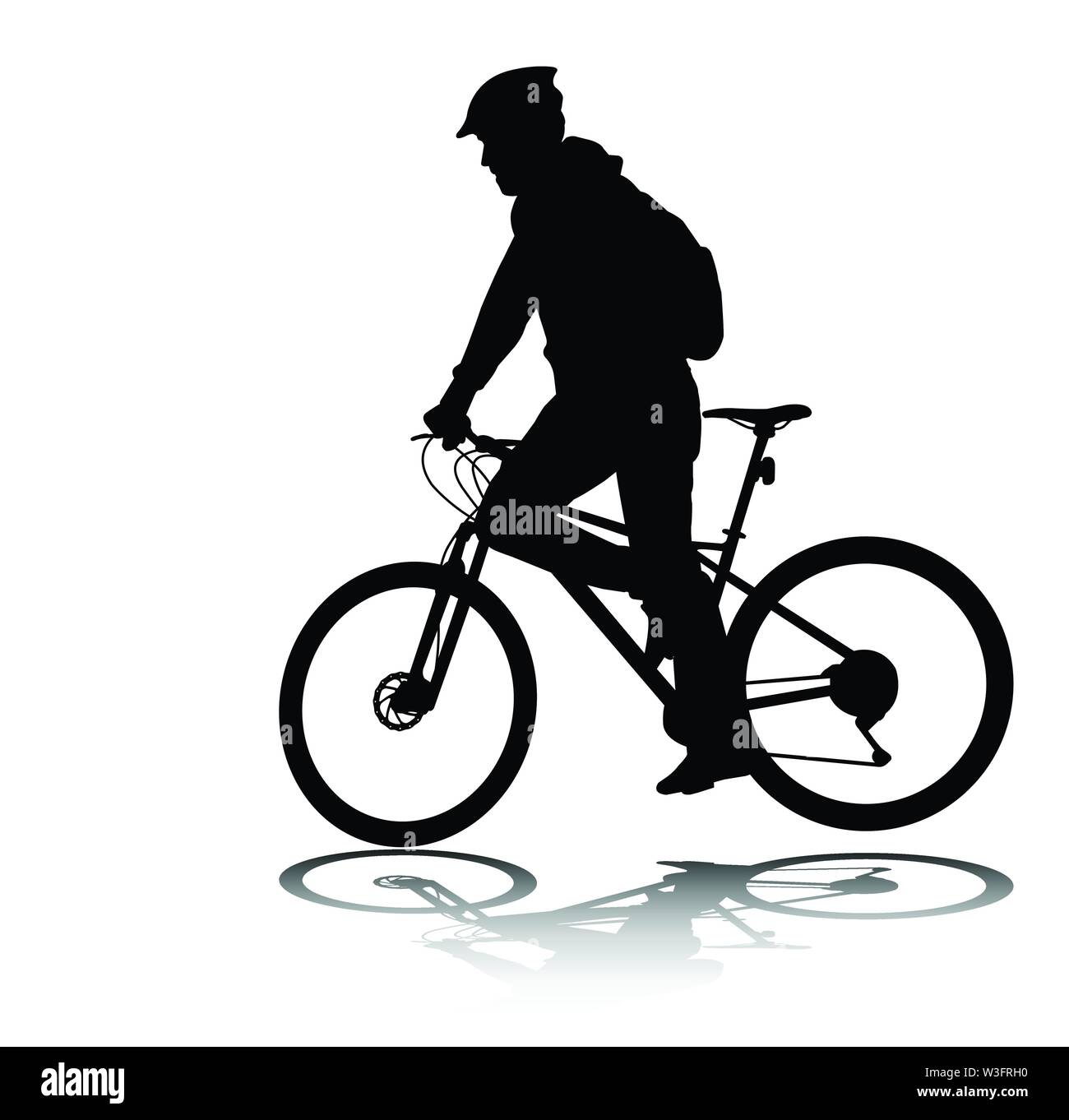 Mann reiten Fahrrad Silhouette-Vektor Stock Vektor