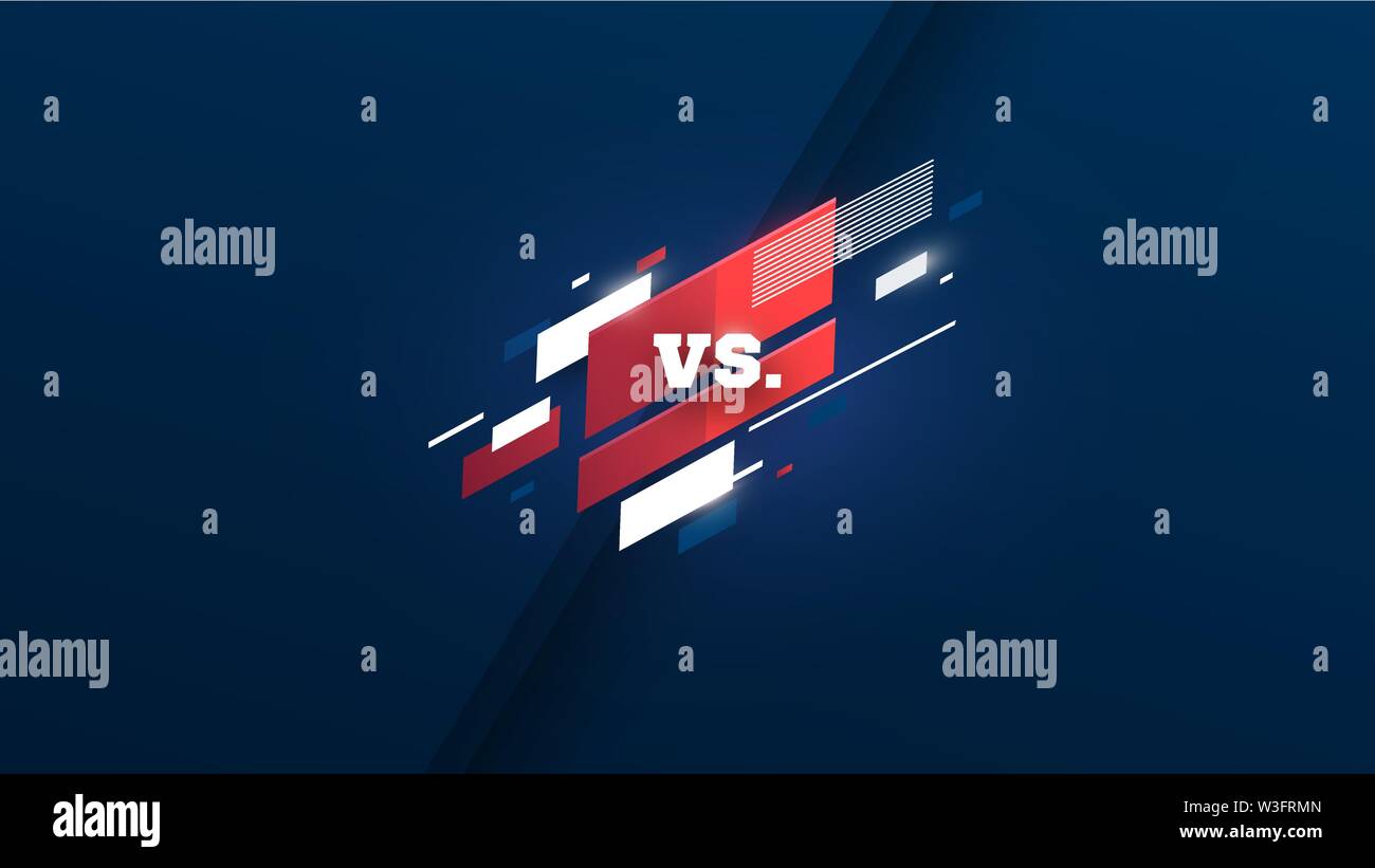 Horizontale versus Bildschirm, Logo vs Buchstaben für Sport und Kampf. MMA, UFS, Schlacht, vs übereinstimmen, spiel Konzept Vergleich mit einfachen Stock Vektor