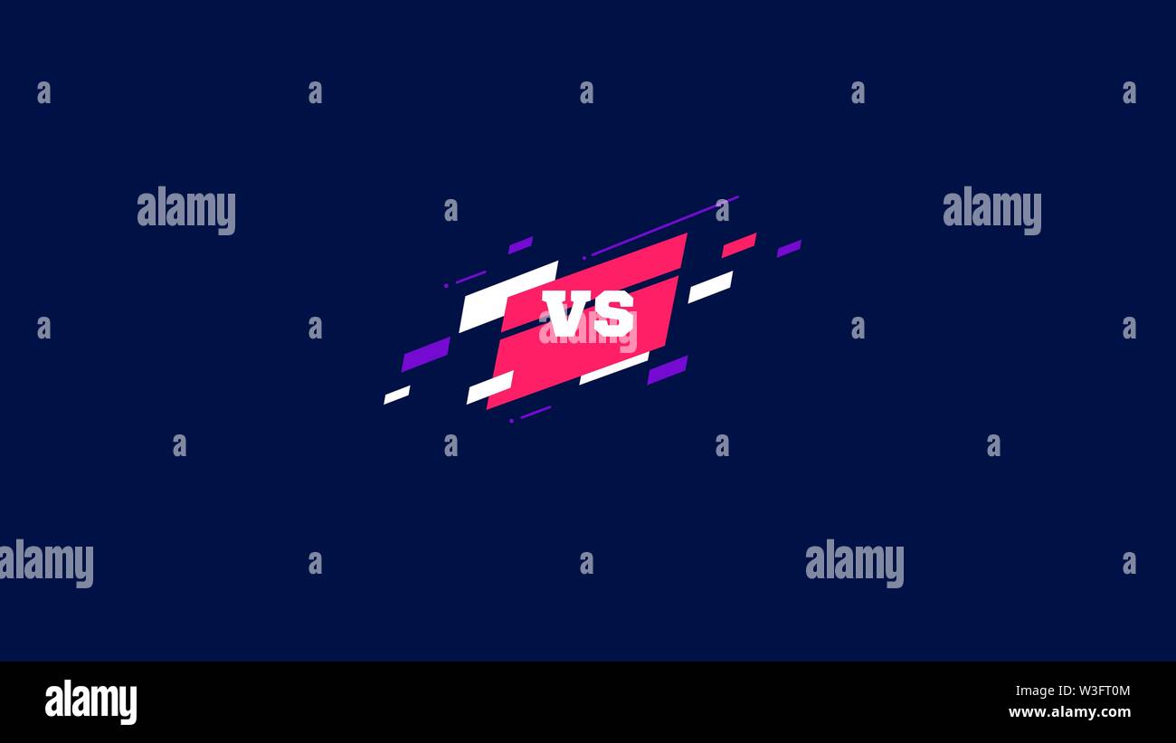 Horizontale versus Bildschirm, Logo vs Buchstaben für Sport und Kampf. MMA, UFS, Schlacht, vs übereinstimmen, spiel Konzept Vergleich mit einfachen Stock Vektor