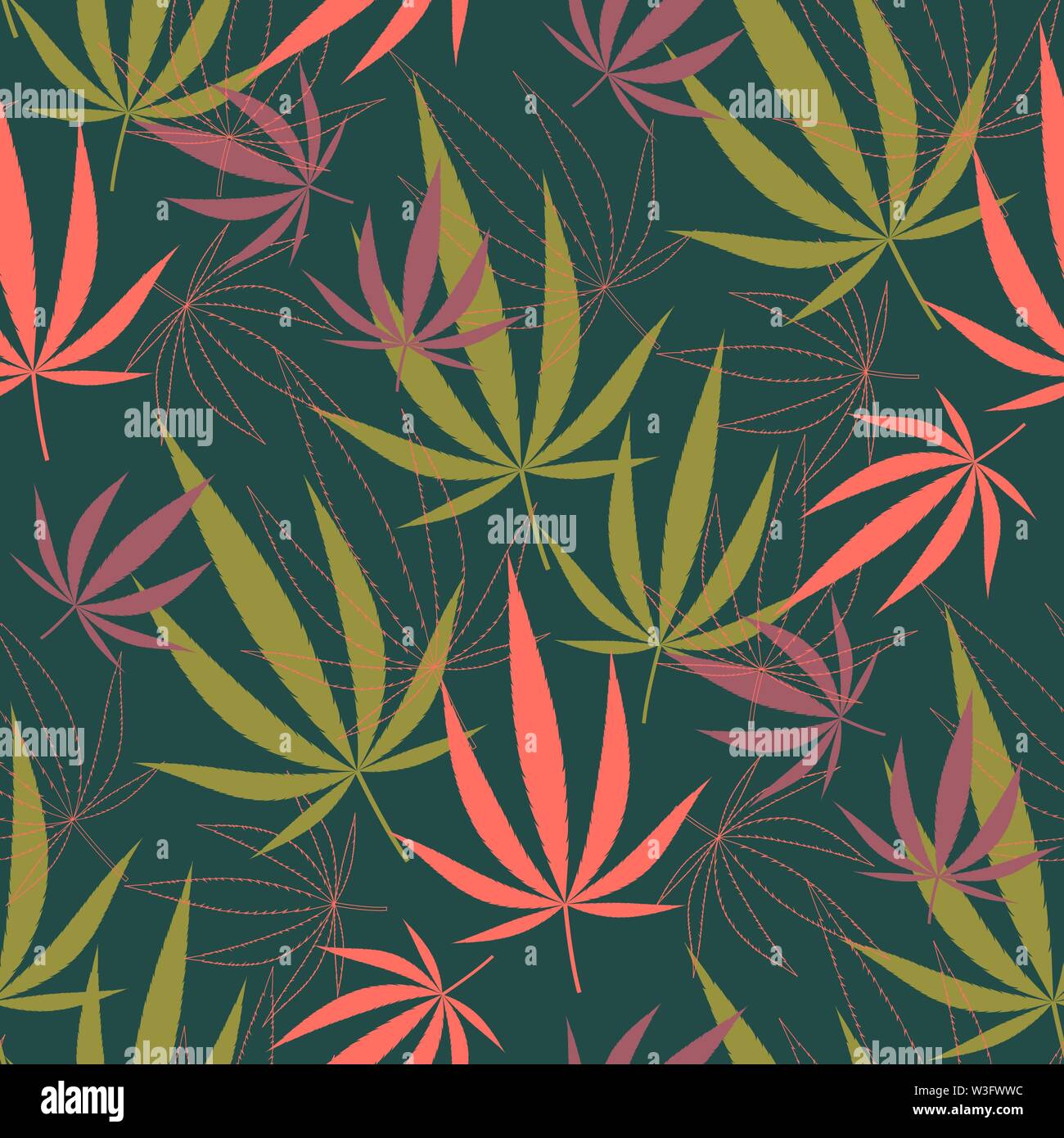 Nahtlose Muster mit Hanf Blätter. Vektor Illustration. Stock Vektor