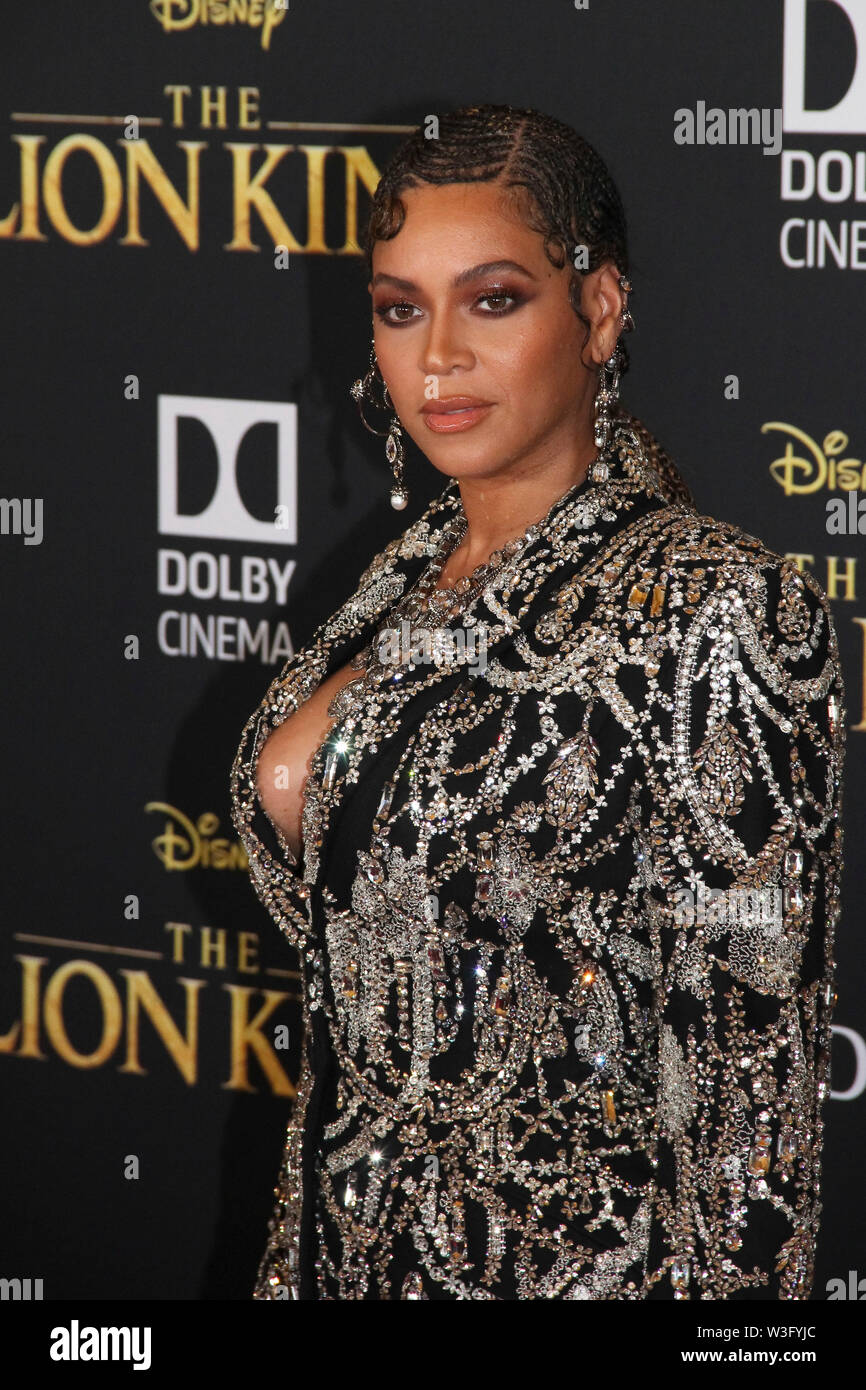 Beyonce in der Welturaufführung von Disney's "Der König der Löwen'. Gehalten an der Dolby Theatre in Hollywood, CA, 9. Juli 2019. Foto: Richard Chavez/PictureLux Stockfoto