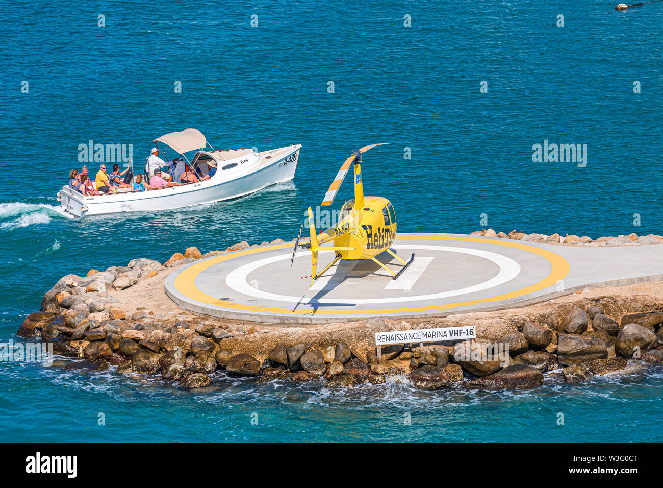 ORENJASTAD, Aruba - 22. Februar 2017: Südlich des Hurrikan Riemen und aufgrund der konstanten Wind, Temperaturen und wenig Regen, Aruba ist ein Stockfoto