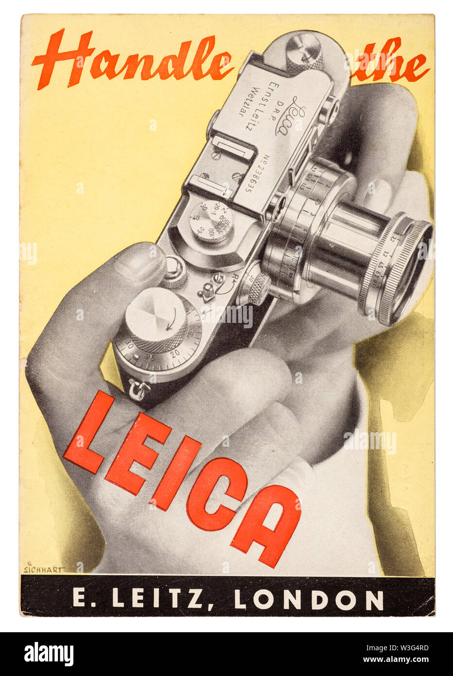 Vintage Leica vertrieb Faltblatt 'Griff der Leica' Stockfoto