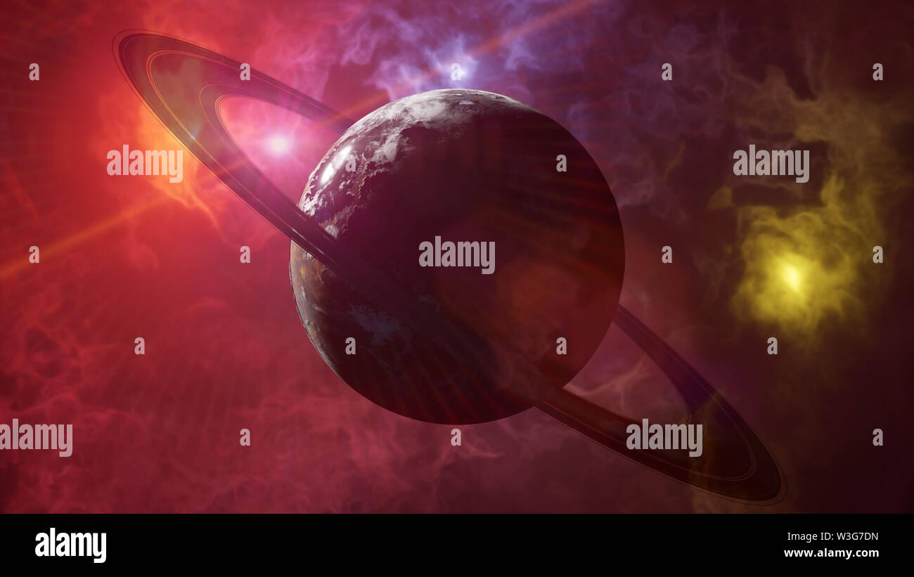 Geheimnisvollen fremden Planeten, Exoplaneten in einem Doppelsternsystem (3d Wissenschaft Abbildung) Stockfoto