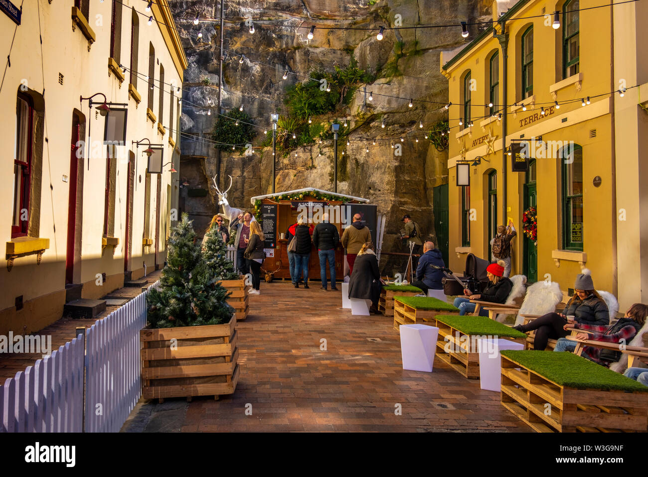 Die Bastille Festival Sydney​ ist eine französische kulturelle Feier Essen, Wein und Kunst, jährlich in Sydney Circular Quay und den Rocks, Australien statt Stockfoto