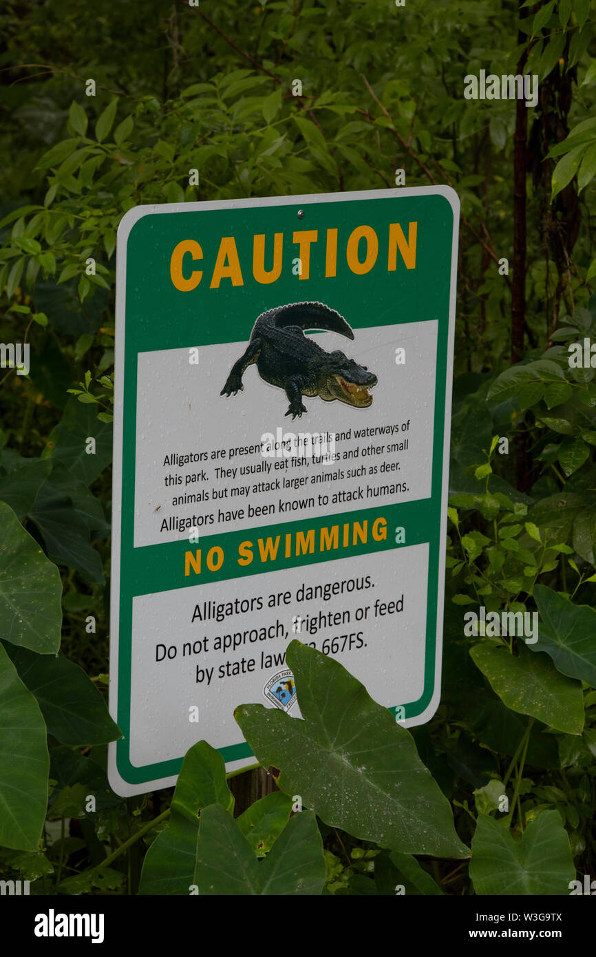 Krokodil Warnschild, Florida Stockfoto