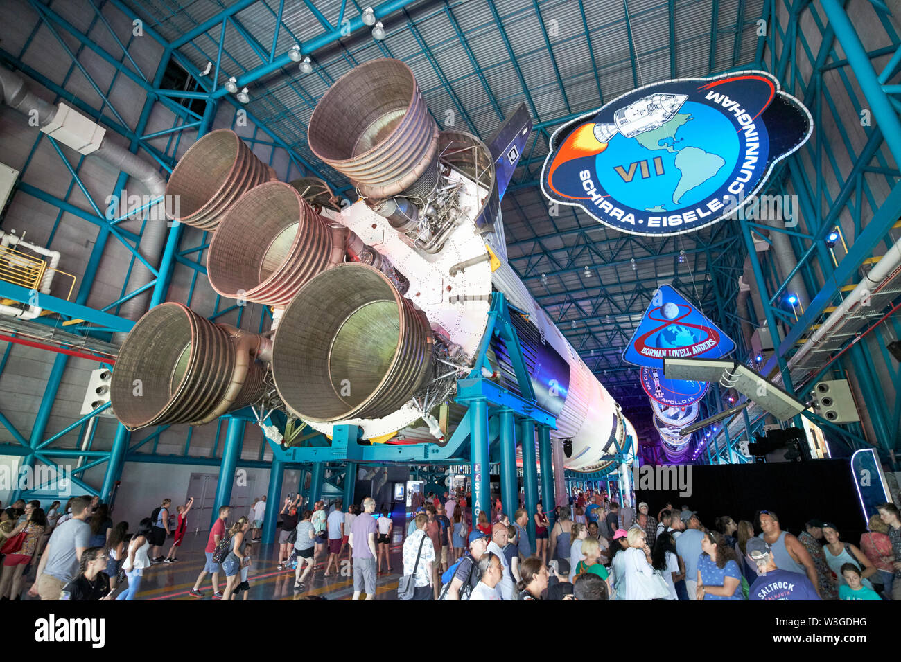 Saturn V Rakete im Apollo/Saturn5 Center Kennedy Space Center Florida USA in der Woche zum 50. Jahrestag der Mondlandung Stockfoto