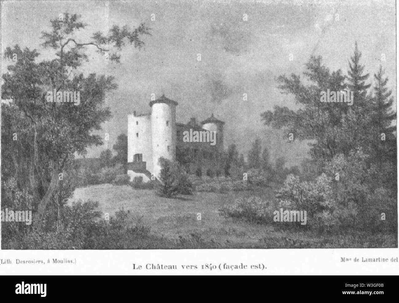 Château de Saint-Point Vers 1840. Stockfoto