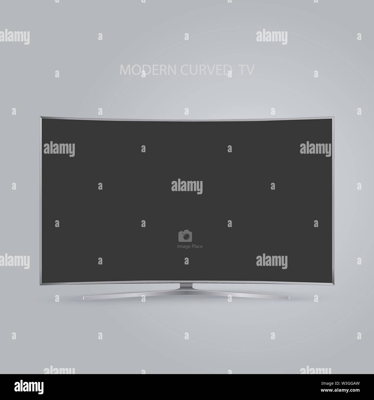 Gebogene smart LED-HD-TV-Serie isoliert auf grauen Hintergrund, Vector Illustration Stock Vektor