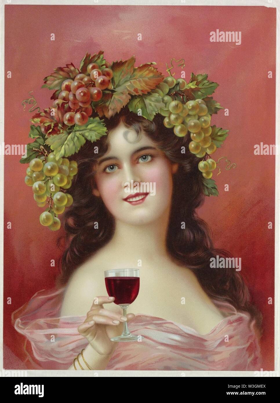 Chromolithograph Drucken, Werbeplakat für Rotwein, 1880 - 1910 Stockfoto