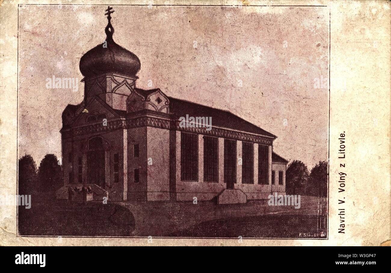 Chudobín - Husův sbor - návrh-1922. Stockfoto
