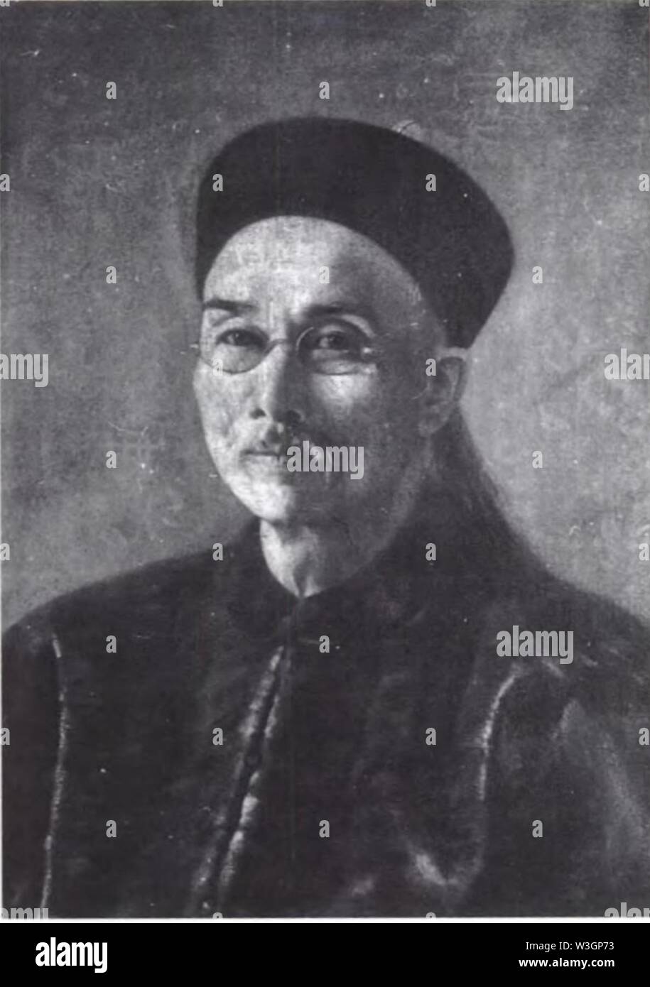 Chun Afong, Portrait von Hubert Vos, 1898 (schwarz und weiß). Stockfoto