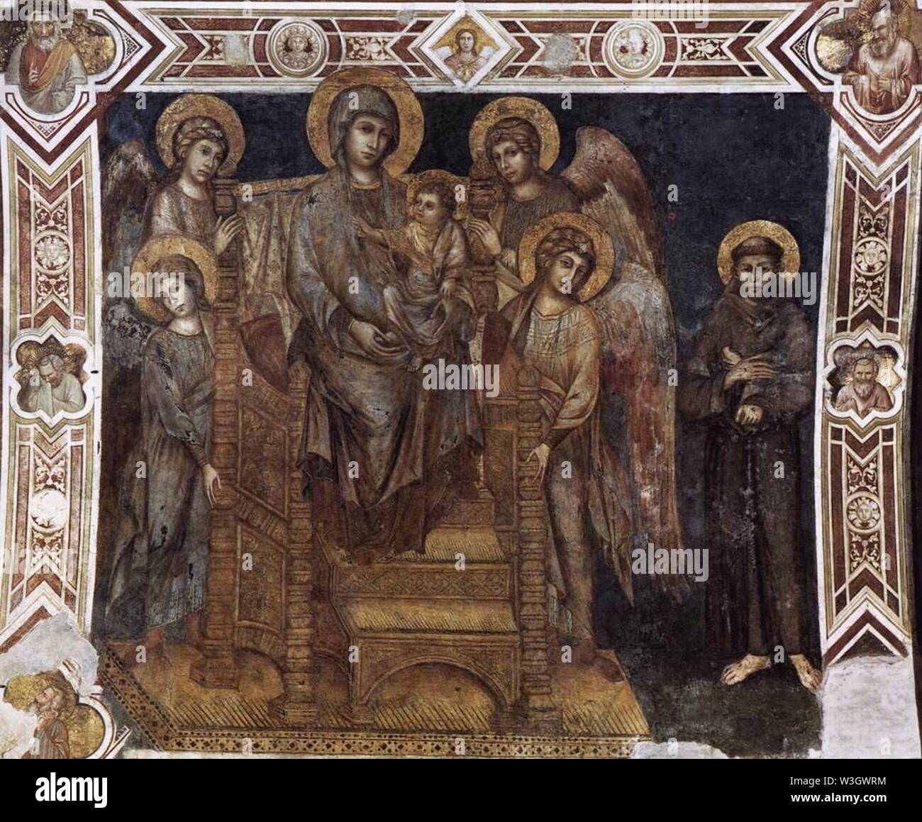 Cimabue - Thronende Madonna mit dem Kind, der hl. Franziskus und die vier Engel - Stockfoto