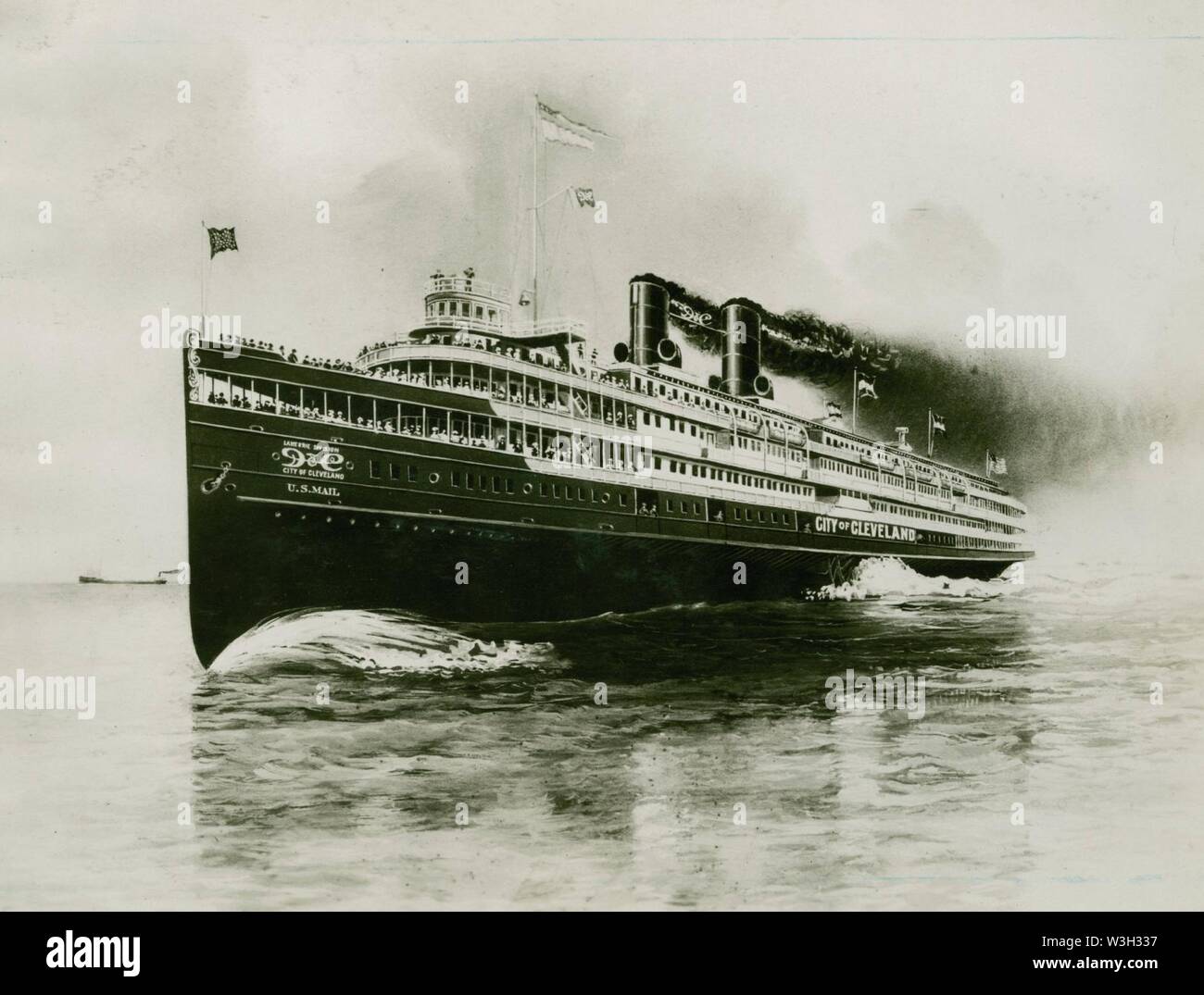 Stadt Cleveland Steamship, Lake Erie Abteilung, Region der Großen Seen, Anfang bis Mitte des 20. Jahrhunderts Stockfoto