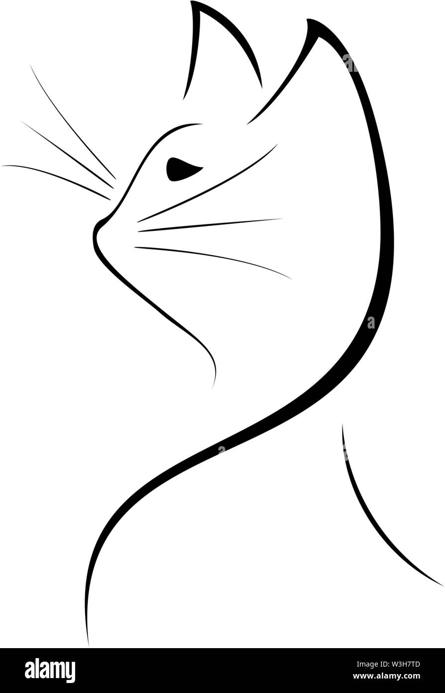 Lineare Abbildung cat genre Minimalismus Stock Vektor