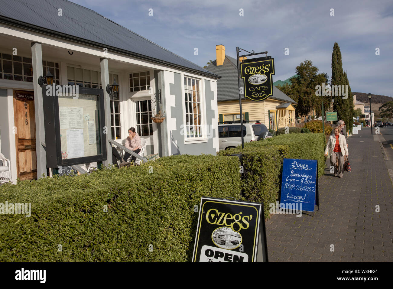 Richmond Australien. Lokale Coffee Shop und Cafe in dieser historischen Stadt auf dem tasmanian Trail überführen, Tasmanien, Australien Stockfoto