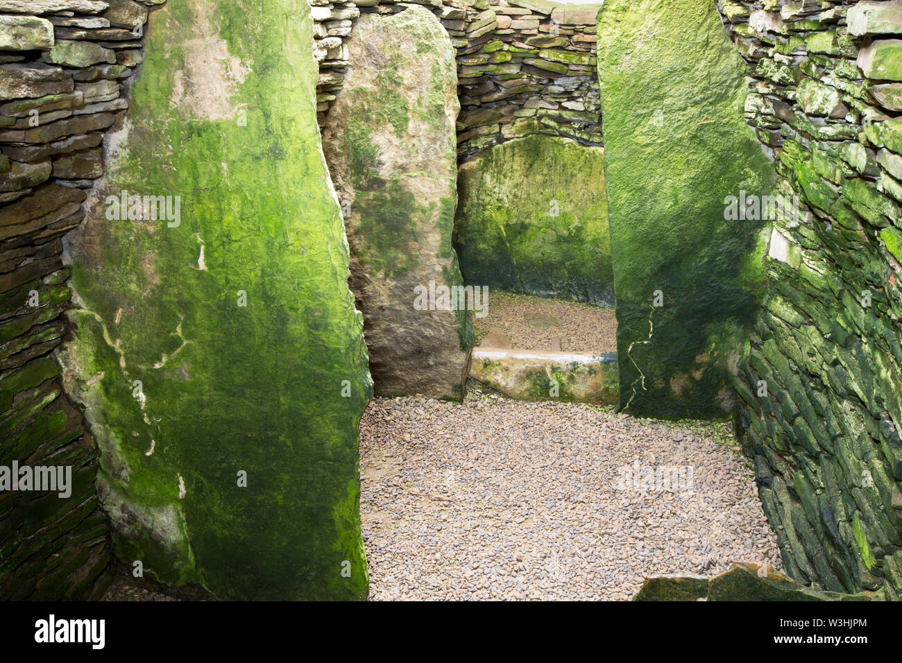 Unstan chambered Cairn, eine neolithische Grabhügel auf dem Festland von Orkney, Schottland, Großbritannien. Stockfoto