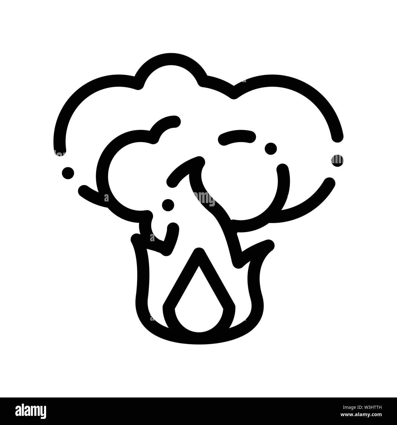 Brand mit Rauch Wildfire Vektor dünne Linie Symbol Stock Vektor