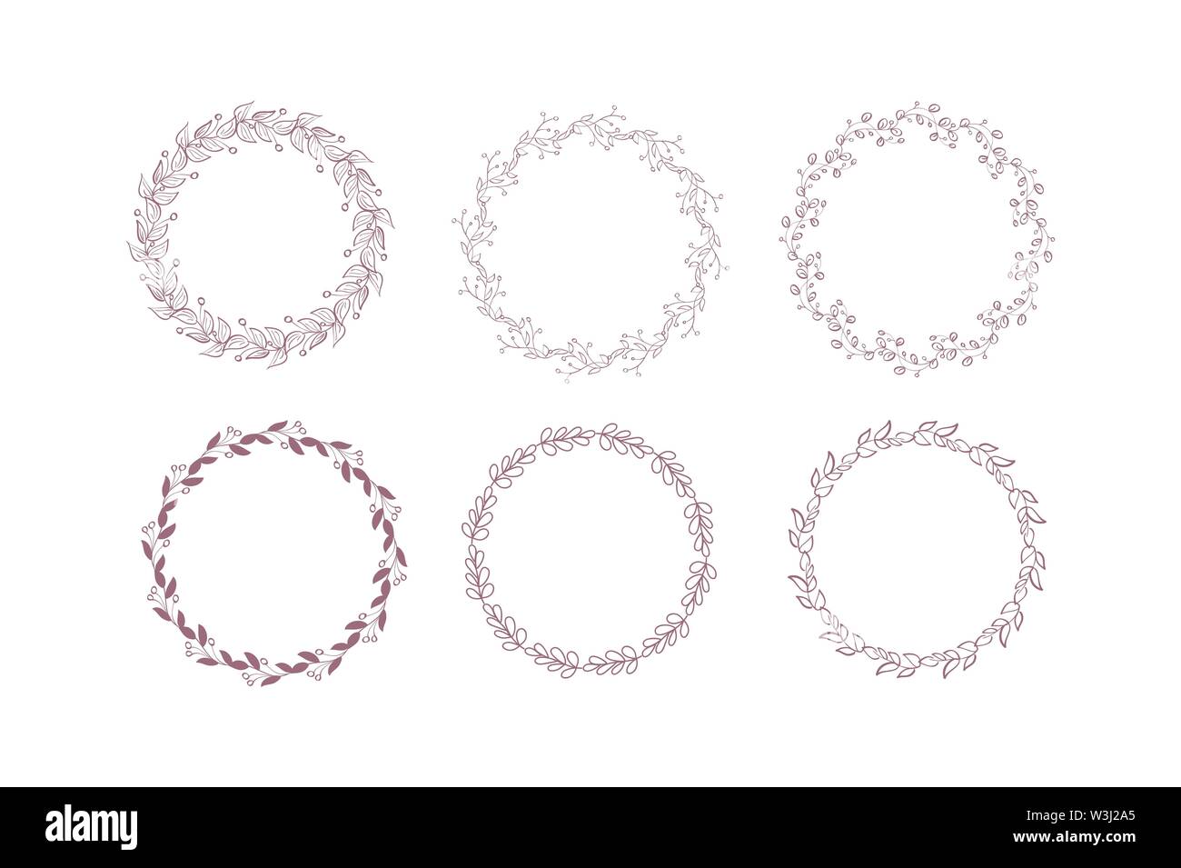 Sammlung von rustikalen Floral frame Elemente. Der Vektor Violett und Rosa Kranz, weichen Pastelltönen Bouquet, Grußkarte, Winter Blumenschmuck Stock Vektor