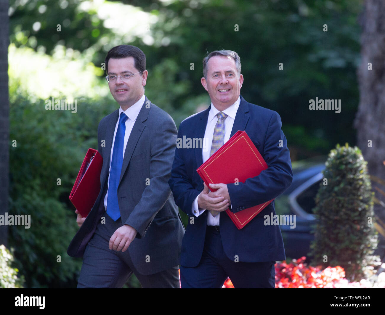 London, Großbritannien. 16. Juli, 2019. Liam Fox und James Brokenshire, kommt für die Sitzung. Theresa May Vorsitz möglicherweise Ihre letzte Kabinettssitzung, bevor Sie die Schritte unten am 24. Juli. Credit: Tommy London/Alamy leben Nachrichten Stockfoto