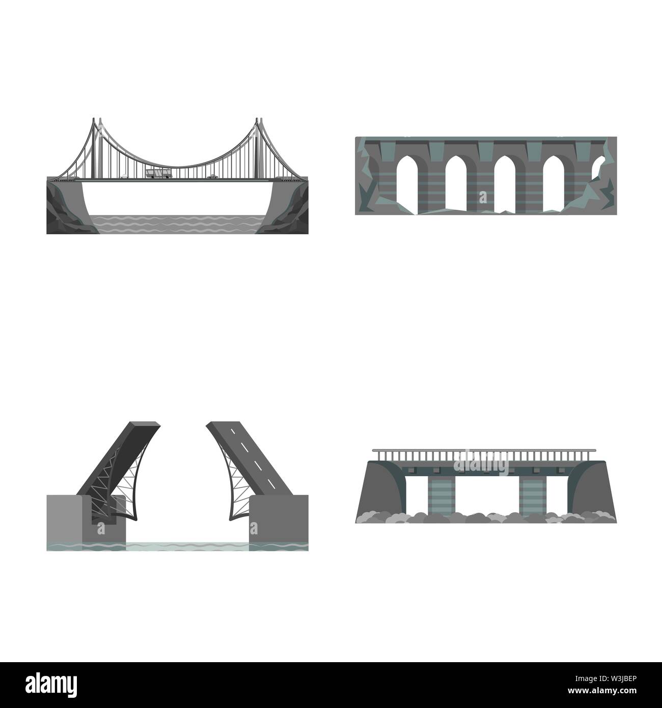 Vector Illustration von Design und Symbol konstruieren. Satz von Design und Brücke vektor Illustration. Stock Vektor