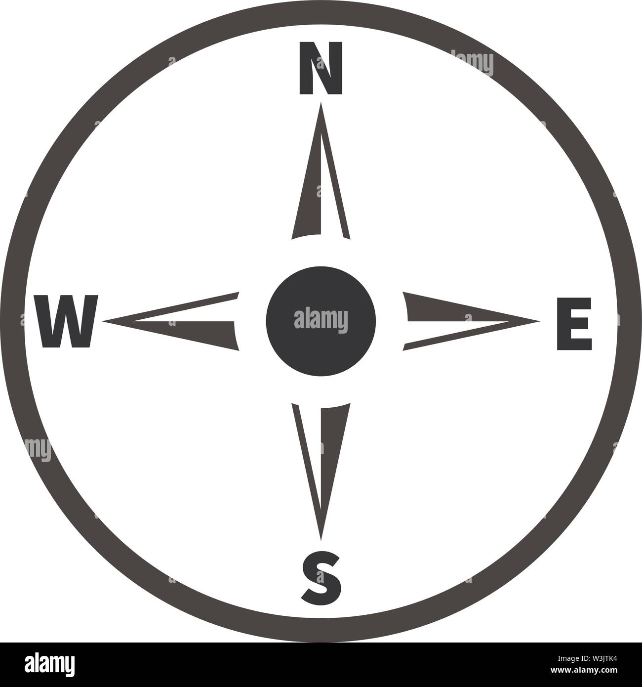 Einfache schwarze und weiße Kompass windrose Symbols Vector Illustration Stock Vektor