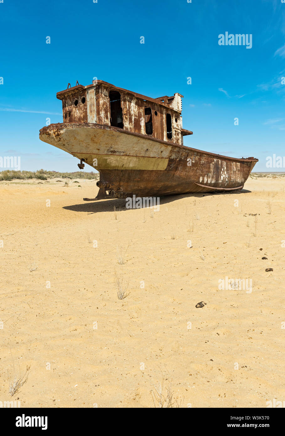 Aralsee Schiff Friedhof, Moynak (Moynaq), Usbekistan Stockfoto