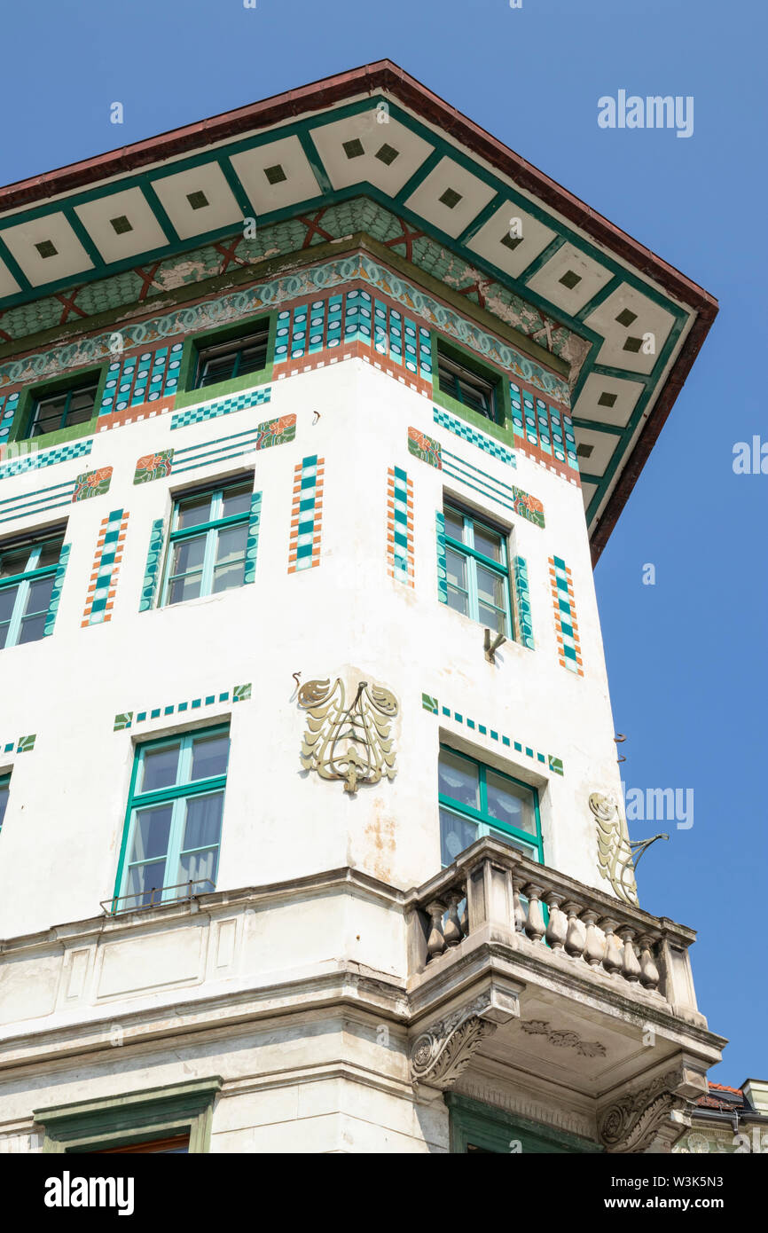 SKB bankomat Gebäude Hauptman Haus Prešerenplatz ein Beispiel für die Art Nouveau Architektur in Ljubljana, Slowenien EU Europa Stockfoto