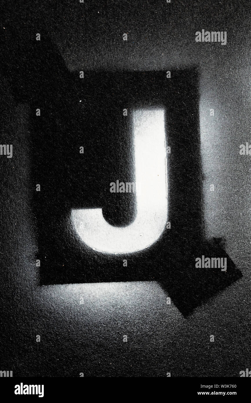 Buchstabe J grunge Spray paninted Stencil font Stockfoto