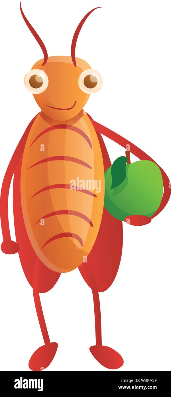 Mit green apple Symbol Kakerlake. Cartoon von Kakerlake mit grünem Apfel vektor Symbol für Web Design auf weißem Hintergrund Stock Vektor