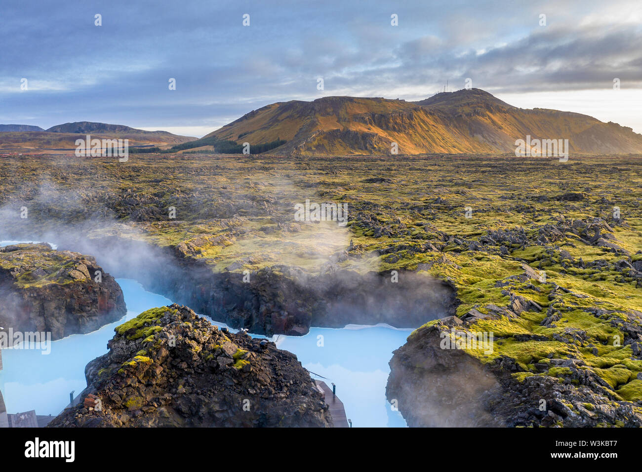 Geothermische Gebiet, Lava und Moos, Mt Thorbjornsfell, Island Stockfoto