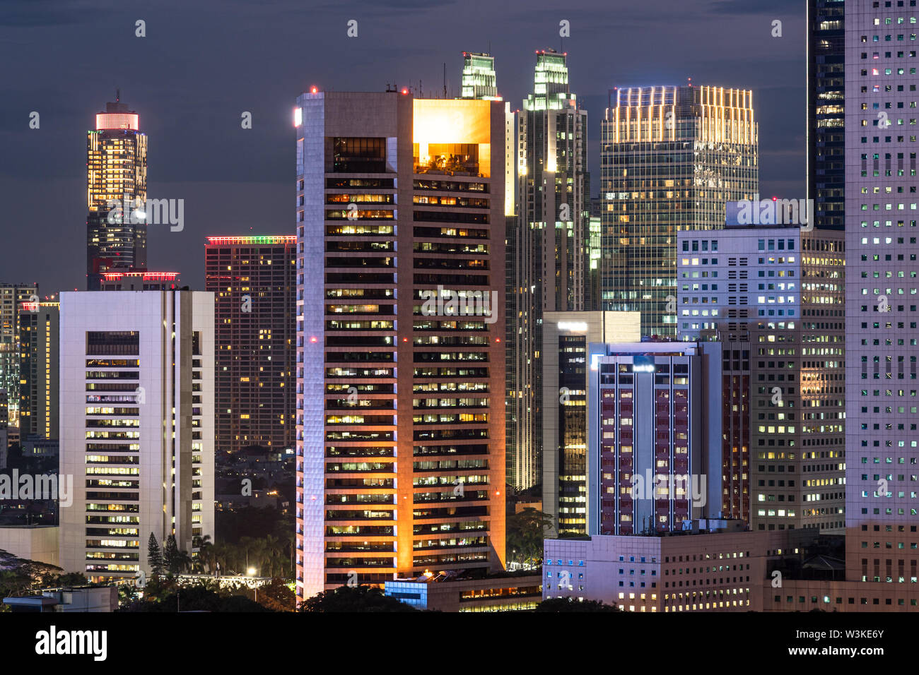 Nacht Blick Innenstadt von Jakarta in Indonesien Hauptstadt und der größten in Südostasien Stockfoto
