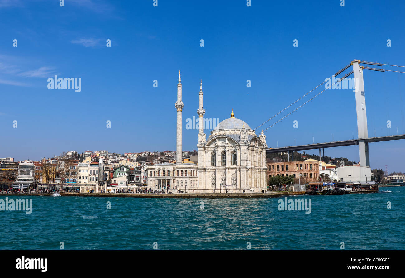 Der Ortaköy Moschee, Istanbul, Türkei Stockfoto