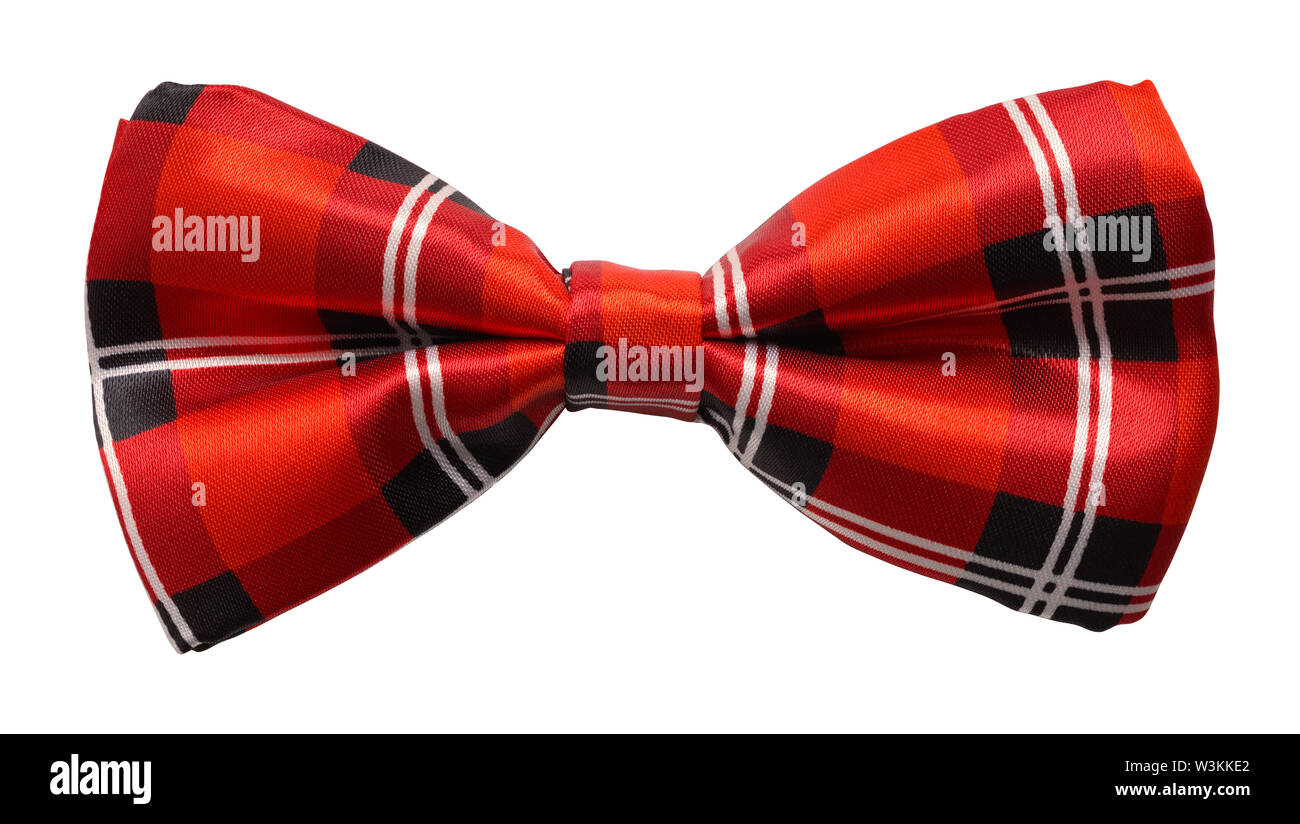 Red Plaid Bow Tie schneiden Sie auf Weiß. Stockfoto