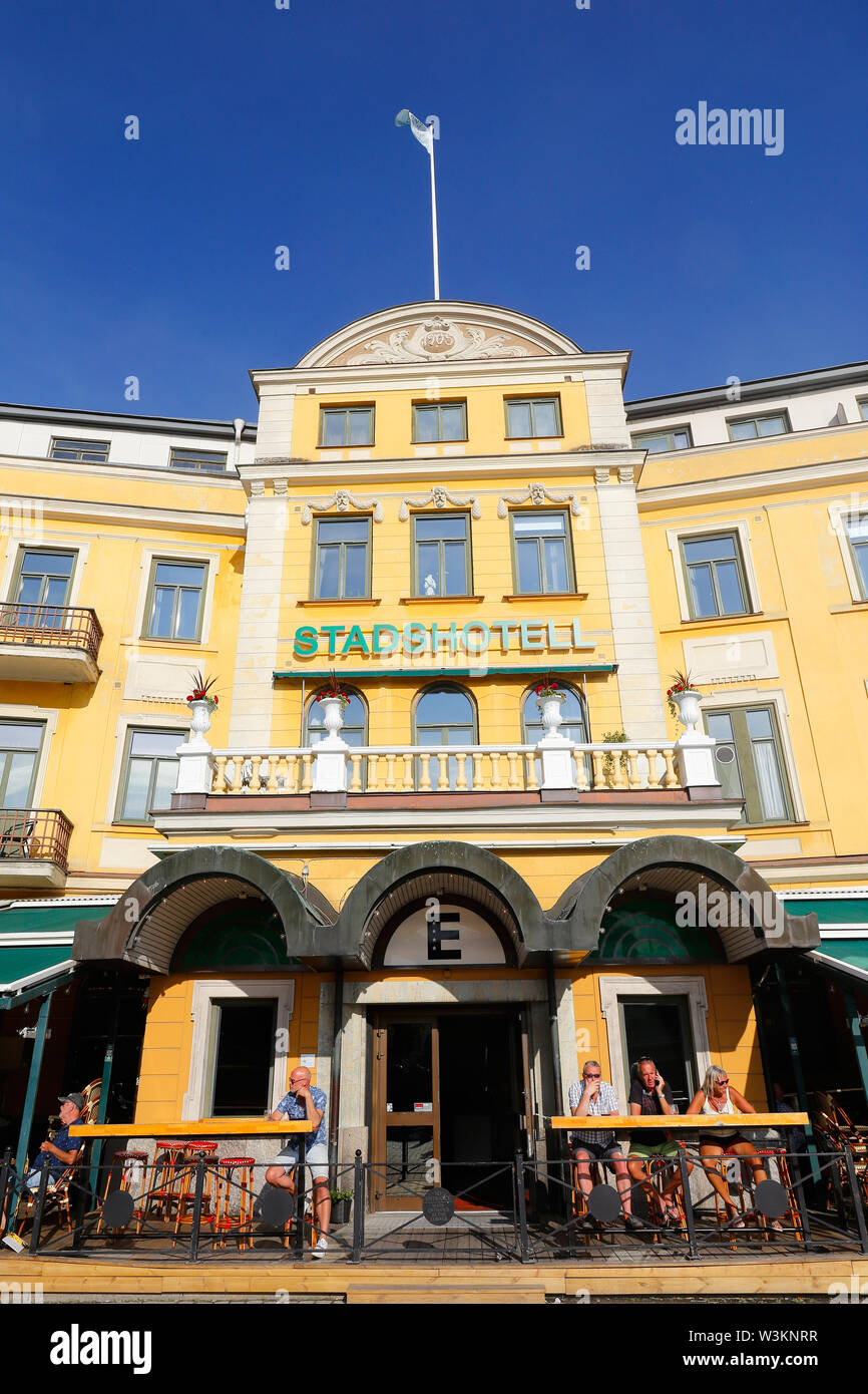 Karlstad, Schweden - 13. Juli 2019: Ansicht der Karlstad Stadshotell Hotel Gebäude. Stockfoto