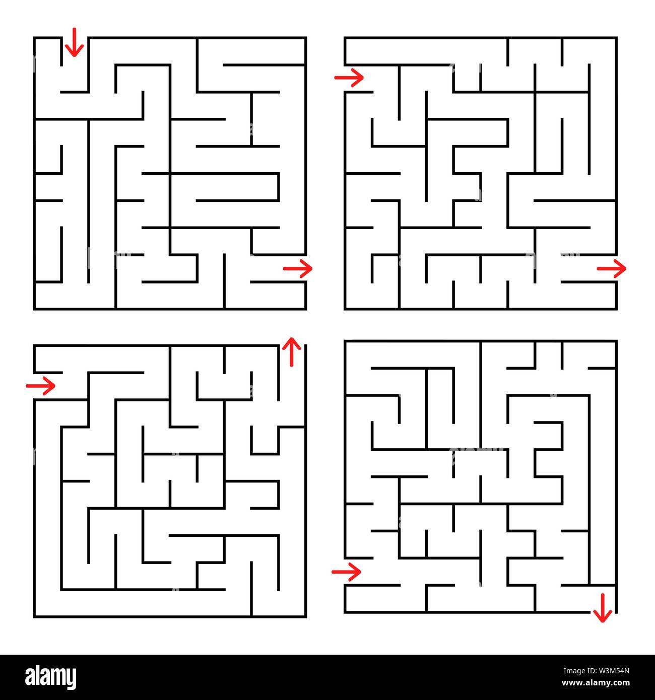 Abstrakte square isoliert Labyrinth. Farbe schwarz auf weißem Hintergrund. Ein interessantes und nützliches Spiel für Kinder und Erwachsene. Einfache flache Vektor illu Stock Vektor