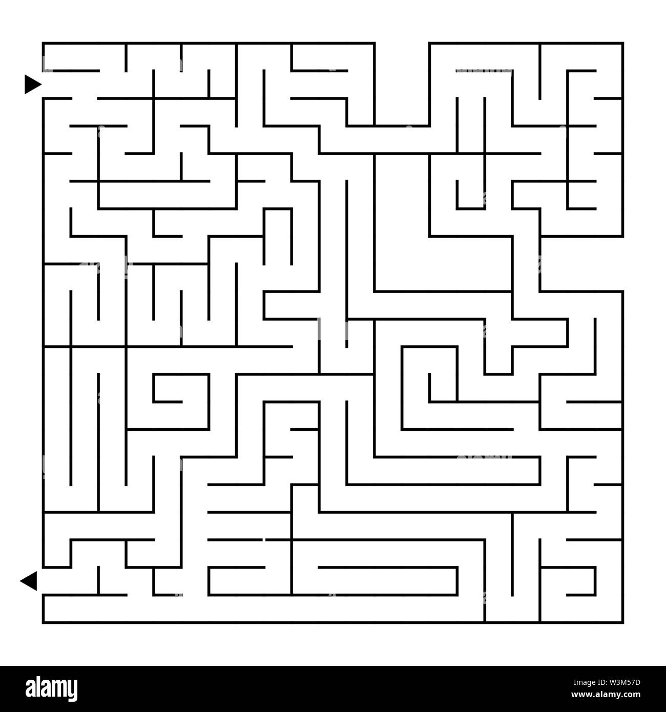 Abstrakte square isoliert Labyrinth. Farbe schwarz auf weißem Hintergrund. Ein interessantes Spiel für Kinder und Erwachsene. Einfache flache Vector Illustration. Stock Vektor