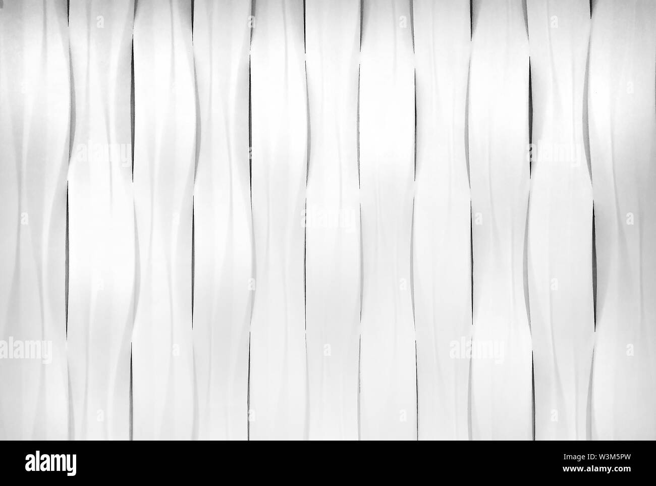 Weiß nahtlose Textur. Wellenförmige Hintergrund. Wand Dekoration. 3D-innenwand Tafelausführung. Stockfoto