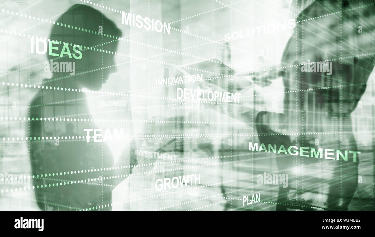 Mädchen Silhouetten. Abstrakte Geschäft Hintergrund Double Exposure mixed Media. Stockfoto