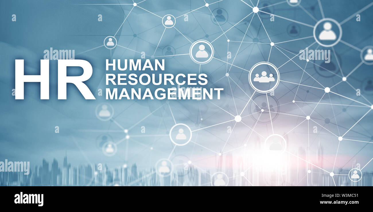 Double Exposure Menschen Netzwerk Struktur HR - Human Resources Management und Rekrutierung Konzept Stockfoto