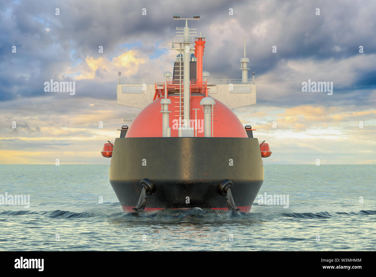 Gas Anbieter Segeln im Meer, Ansicht von oben. 3D-Rendering Stockfoto