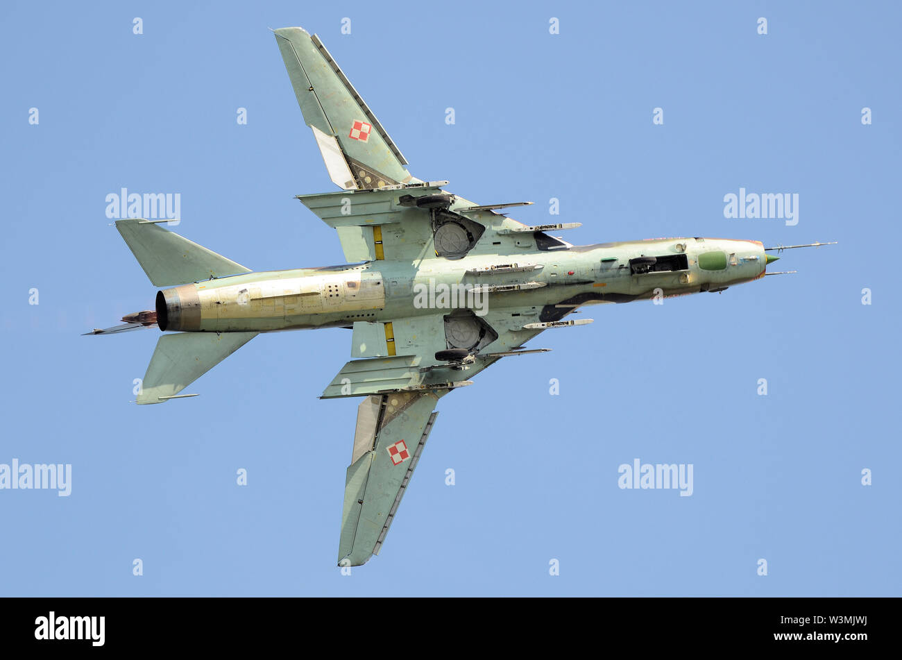 Suchoi Su-22 (NATO-reporting Name: Fitter) ist eine sowjetische Jagdbomber. Die polnische Luftwaffe. Von Ostblock verwendet. Sowjetische Ära des Kalten Krieges Jet mit Swing wing Stockfoto